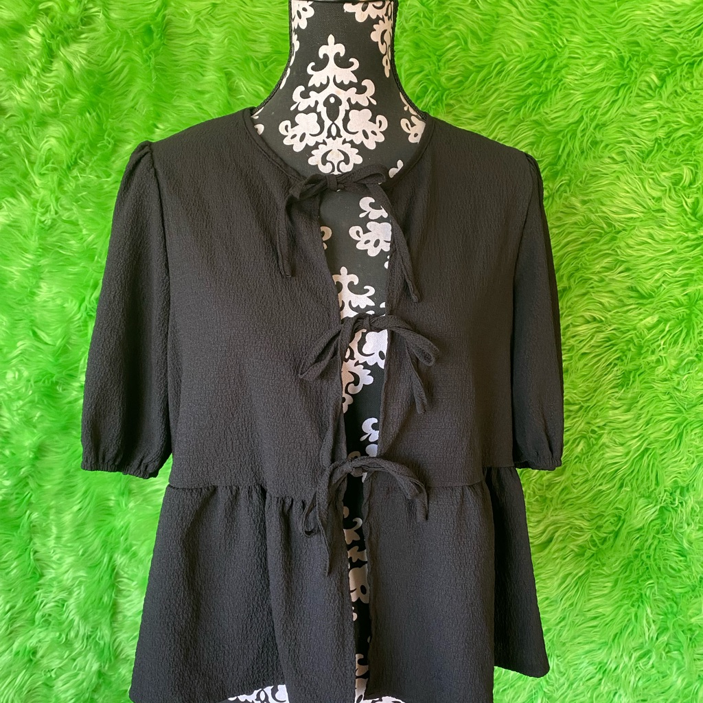 Shein Black Tie-Front Blouse